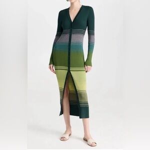 STAUD striped ribbed-knit midi dress